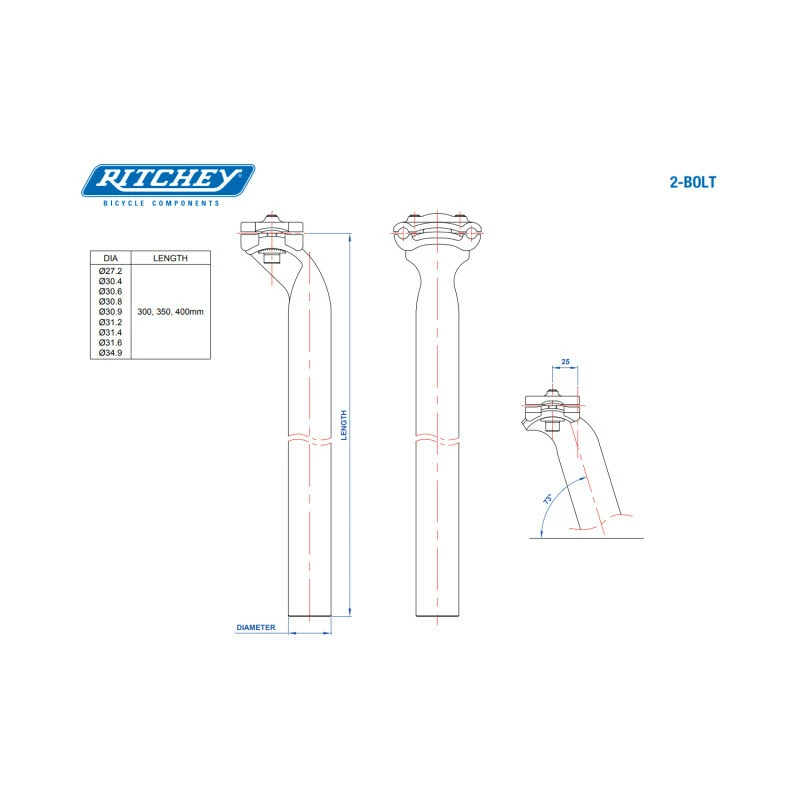 Ritchey Sattelstütze Comp 20 27.2mm, BB Black, 300mm 4 Ritchey Sattelstütze Comp 20 27.2mm, BB Black, 300mm – Bild 2