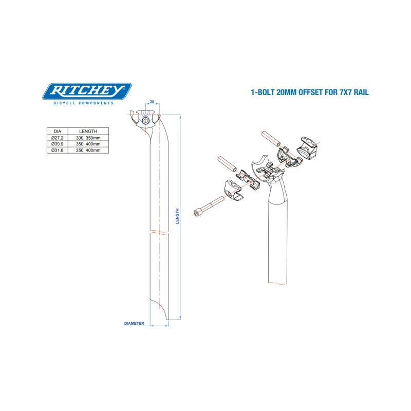 Ritchey Sattelstütze WCS Carbon 31.6mm, UD Carbon Matt, Single Bolt, 400mm 4 Ritchey Sattelstütze WCS Carbon 31.6mm, UD Carbon Matt, Single Bolt, 400mm – Bild 2
